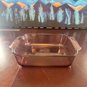 Pyrex Cranberry 222-R 2-Qt Square Clear Glass Baking Dish Vintage